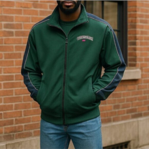 Tommy Hilfiger Men's Jacket Sz Med Green Full Zip Athletic Logos Pockets - Picture 14 of 14